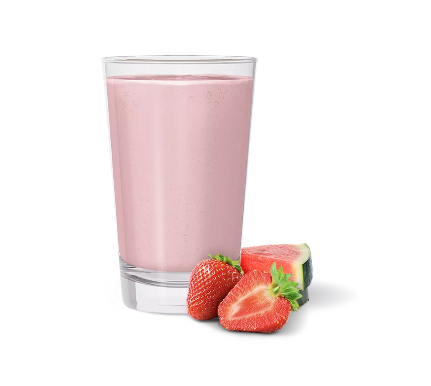 Formula 1 Healthy Meal shake prepared with strawberries